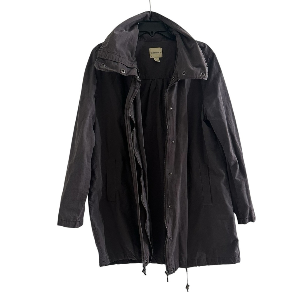 G.H. Bass & Co Womens Utility Anorak Jacket Charcoal Gray‎ Large Cotton Nylon